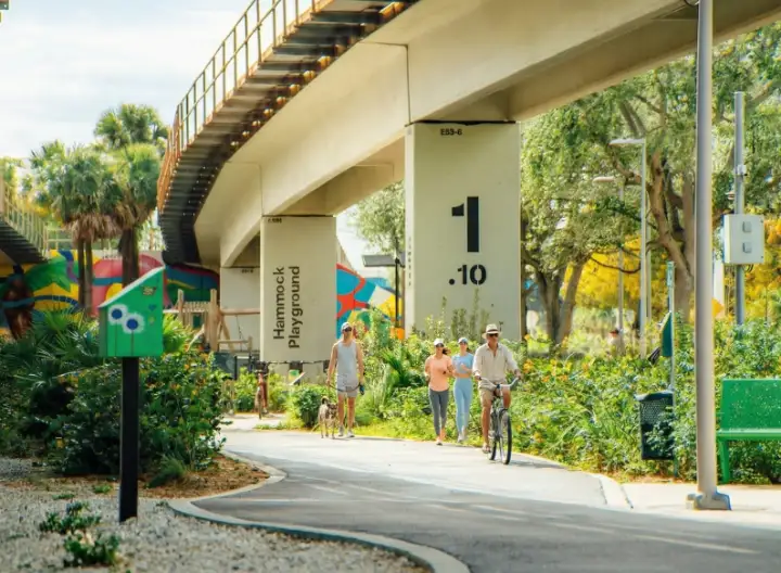 The Underline park beneath the Metrorail in Brickell